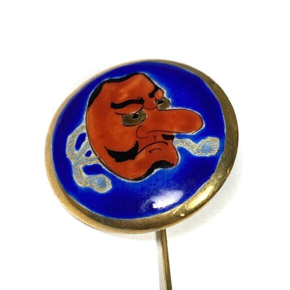 Tengu Japanese Hanataka Stick Pin Ceramic Art Vintage Estate Unique Collection